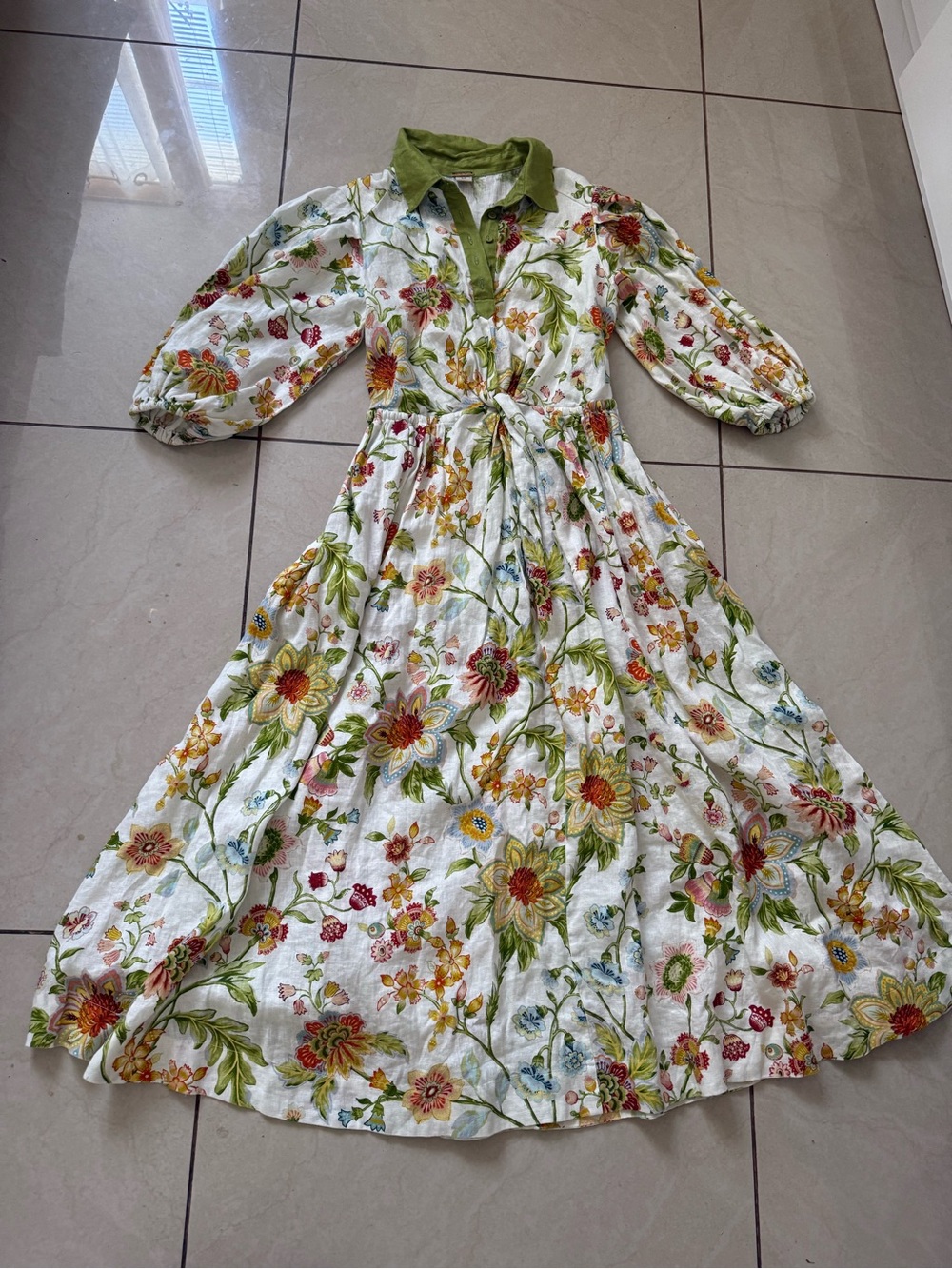Magaschoni Women's Farm Dress S Rio Cotton Midi  Anthropologie  Floral